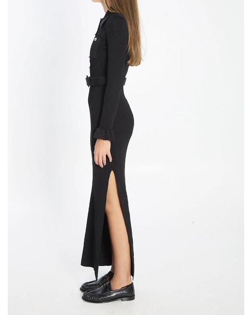 Self-Portrait Black Ribbed Knit Maxi Dress