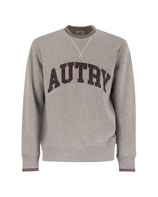 Autry Gray Crew-Neck Sweatshirt With Logo for men