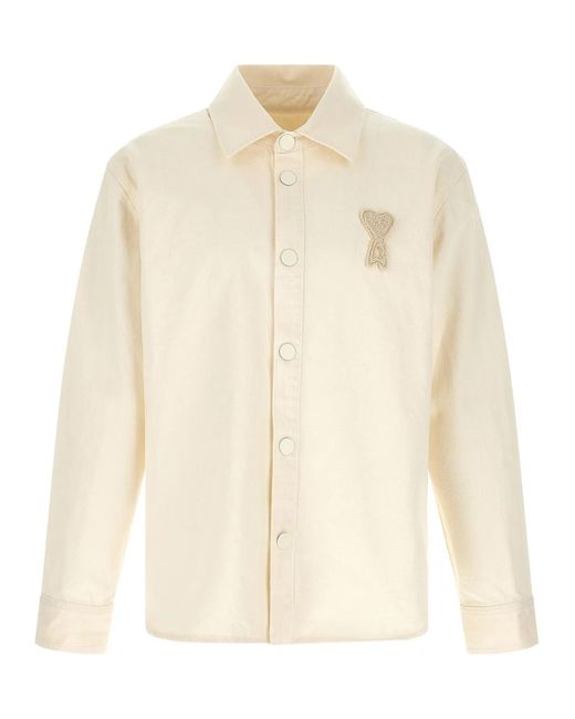 AMI Natural 'Ami De Coeur' Overshirt for men