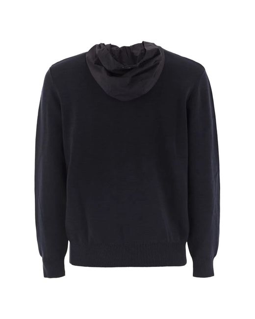 Herno Blue Cotton Hooded Ribbed for men