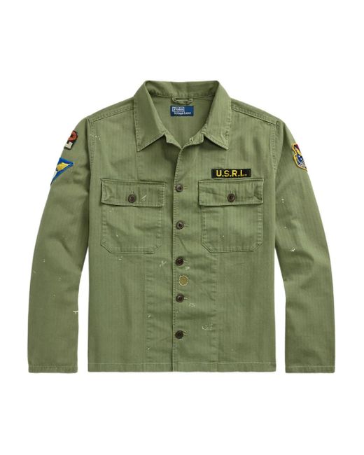 Polo Ralph Lauren Military Jacket With Patches in Green for Men Lyst