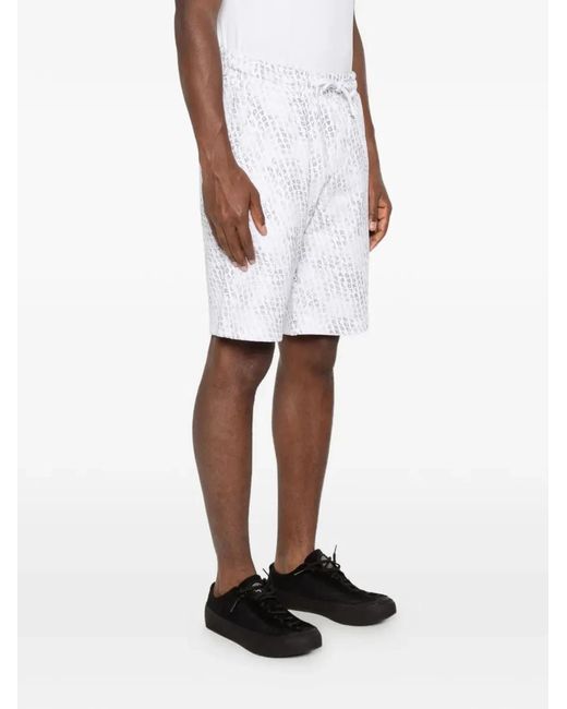 Karl Lagerfeld White Logo-Pattern Drawstring Shorts for men