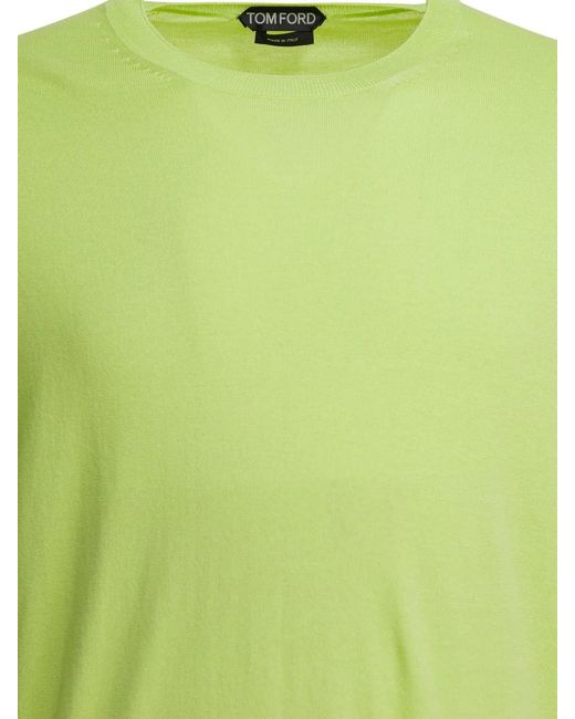 Tom Ford Green Cotton Crewneck Sweater for men