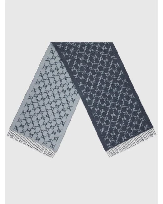 Gucci Blue Gg Cashmere Scarf for men