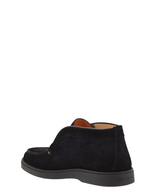 Santoni Black Suede Leather Desert Boot for men
