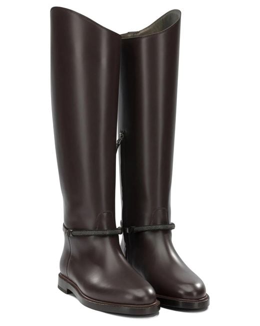Brunello Cucinelli Brown "Monili" Knee-High Boots