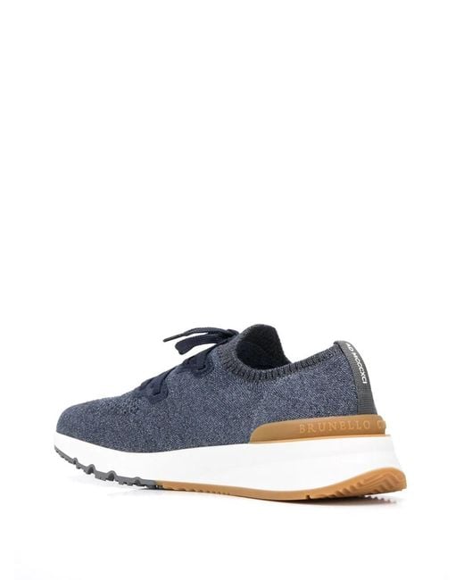 Brunello Cucinelli Blue Knit Runners for men