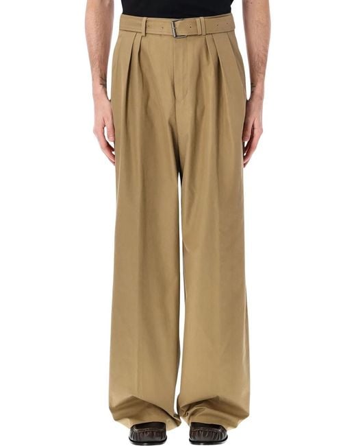 Dries Van Noten Natural Wide Leg Pants With Belt for men