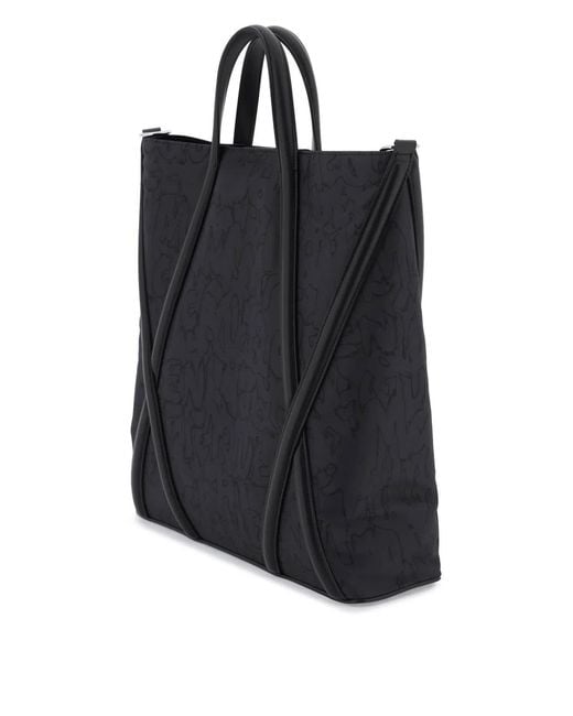 McQueen Black Harness Shopper Bag for men