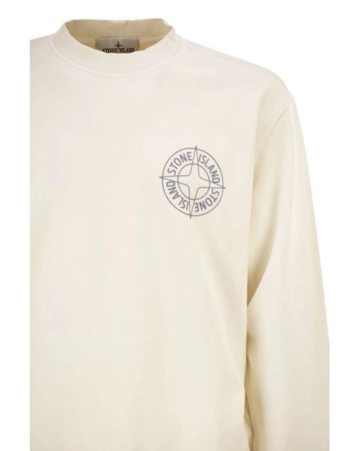 Stone Island White Cotton Sweatshirt for men