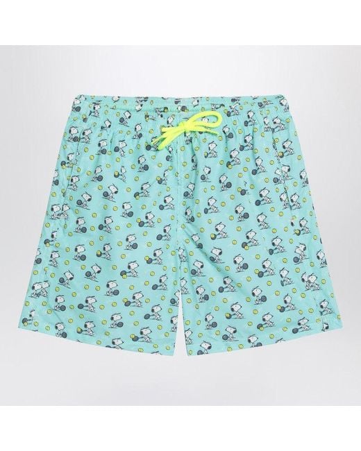Mc2 Saint Barth Blue Jean Lighting Swimsuit With Snoopy for men