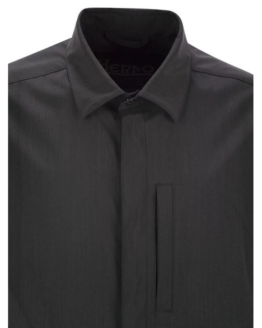 Herno Black Shirt-Cut Jacket for men