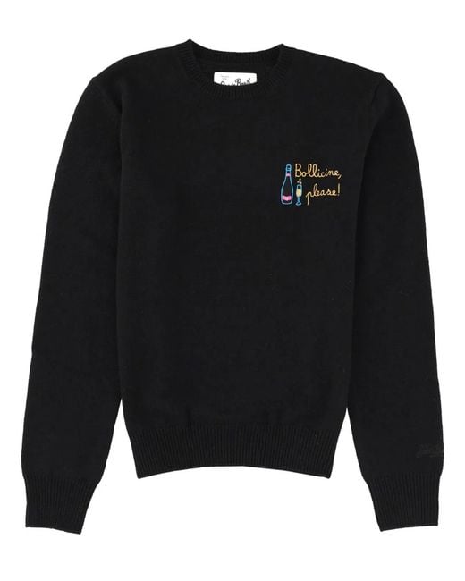 Mc2 Saint Barth Black "New Queen" Jersey With Embroidery
