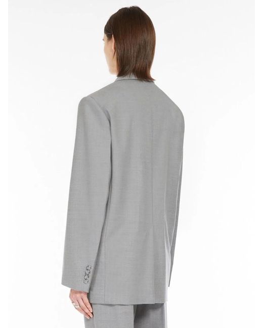 Max Mara Gray Wool Baffo Blazer