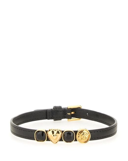 Dolce & Gabbana Black Leather Choker Necklace