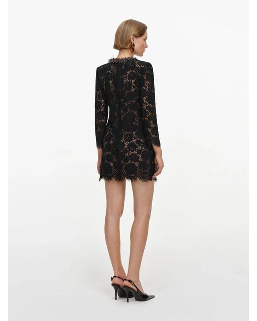 Self-Portrait Black Lace Long Sleeve Mini Dress