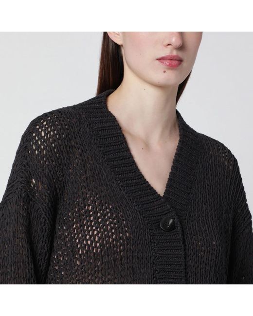 Roberto Collina Black Cotton-Blend Knit Cardigan