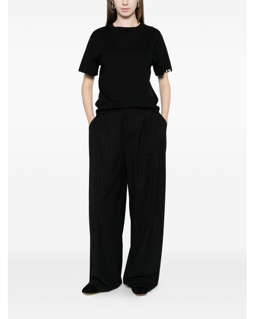 Extreme Cashmere Black Stripe Detail Short Sleeves