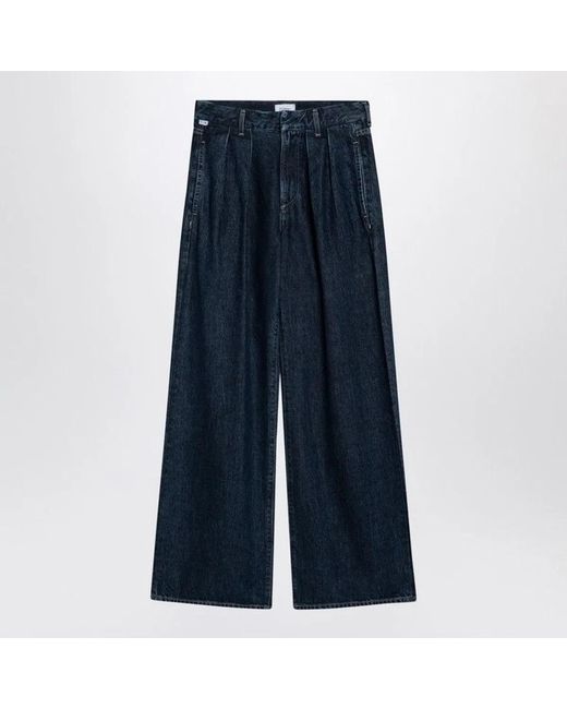 Citizens of Humanity Blue Dark Wide Jeans With Pleats