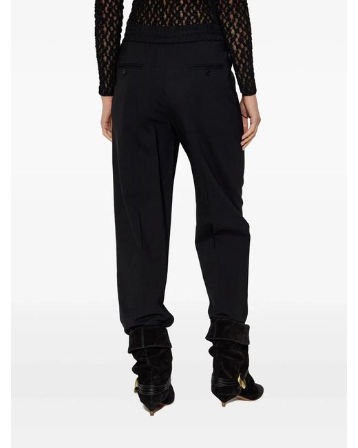 Isabel Marant Black Wool Elastane Straight Pants