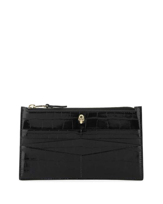 McQueen Black Leather Pouch