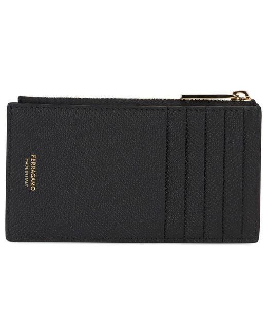 Ferragamo Gray Card Holder Gancini for men