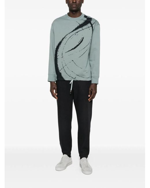 Emporio Armani Green Cotton Crewneck Sweathisrt for men
