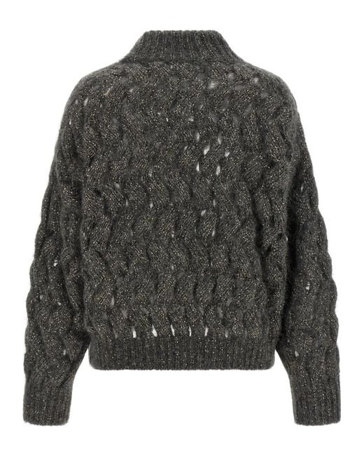 Brunello Cucinelli Gray 'Dazzling Waves' Sweater