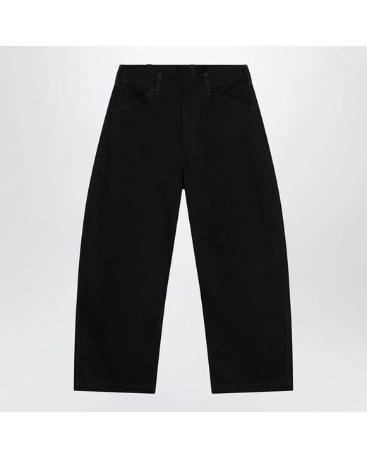 Lemaire Black Wide-Leg Cotton Trousers for men