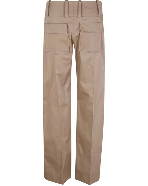 Patou Natural Large Belt Straight Trousers