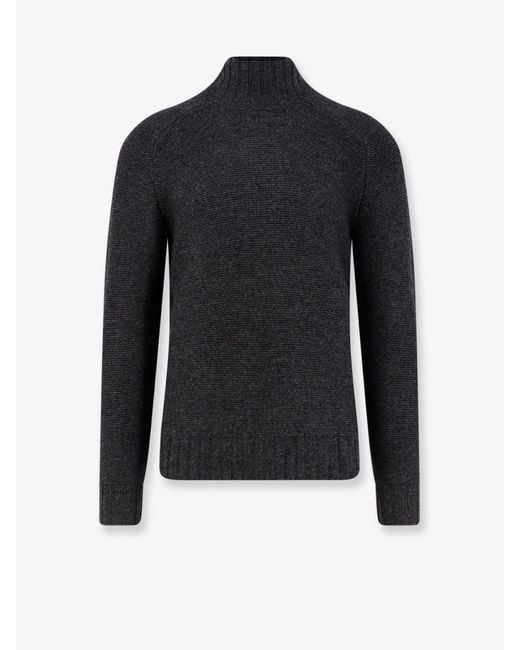 Alpha Studio Blue Links Wool And Cashmere Mock Turtleneck for men