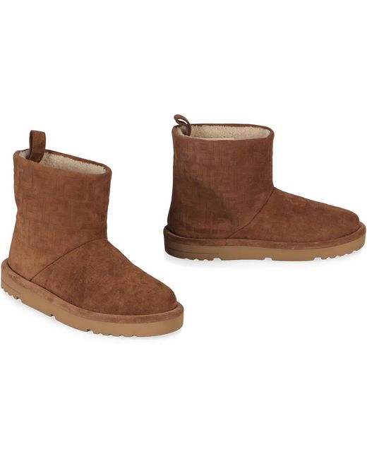 Fendi Brown Suede Ankle Boots for men