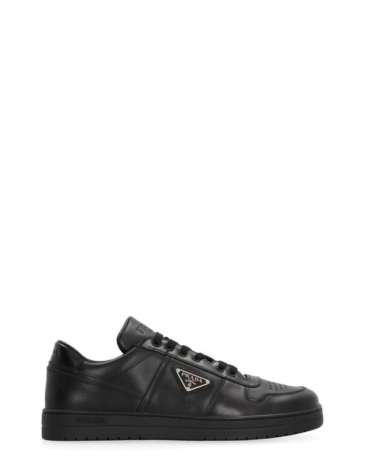 Prada Black Downtown Leather Low-Top Sneakers for men
