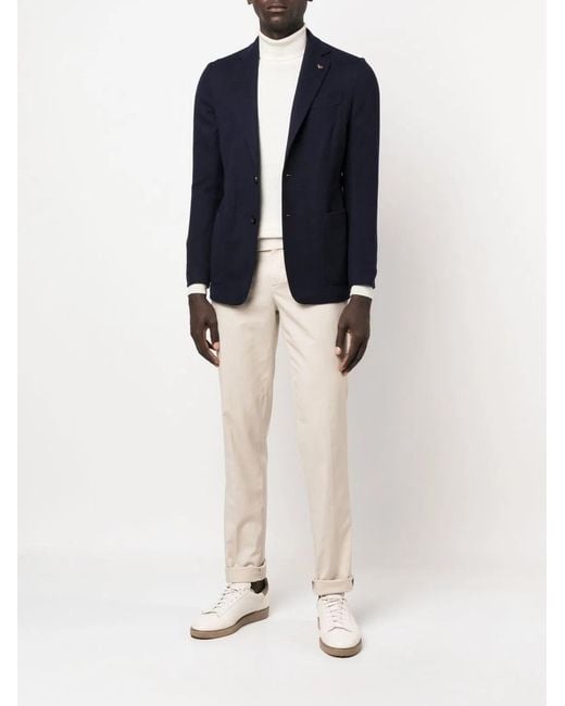 Colombo Blue Wool Single-Breasted Jacket for men