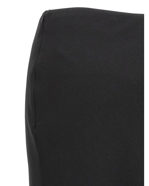 Alessandra Rich Black Fluid Silk Crepe Maxi Skirt With Lined Elegance