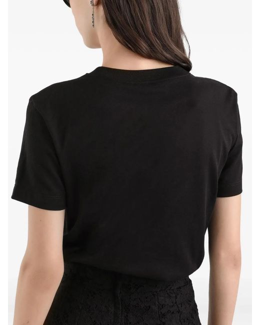 Dolce & Gabbana Black Dolce & Gabbana Jersey Tshirt With Embroidery