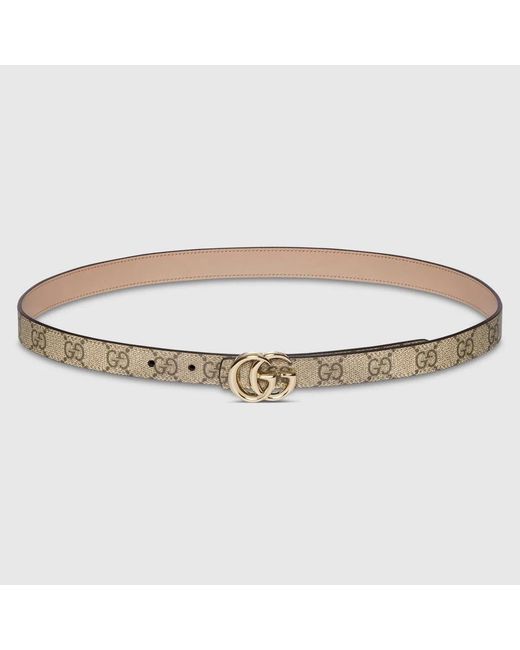 Gucci Metallic Reversible Gg Marmont Skinny Belt