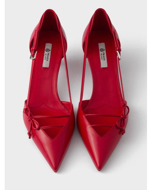 Prada Red Leather Decolette
