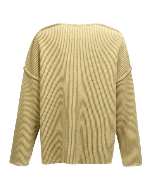 Jil Sander Natural Geometric Neckline Sweater for men