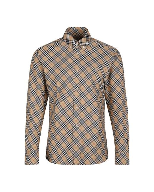 Burberry Gray Sand Ip Check Shirt for men
