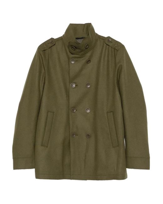 Herno Green Short Peacoat for men