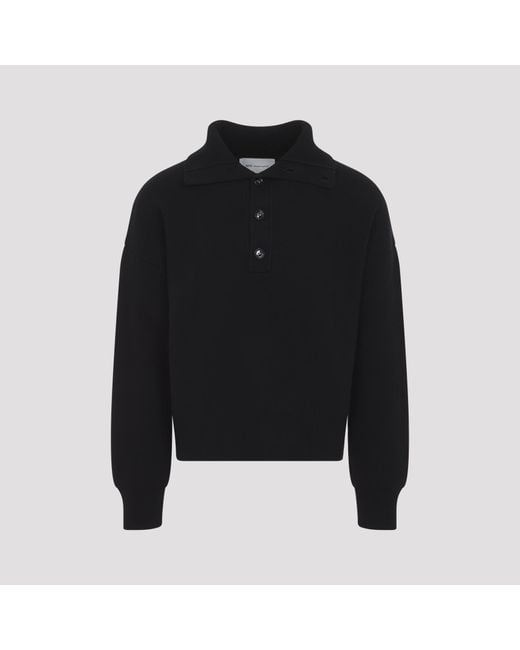 AMI Black High Buttoned Collar Sweater for men