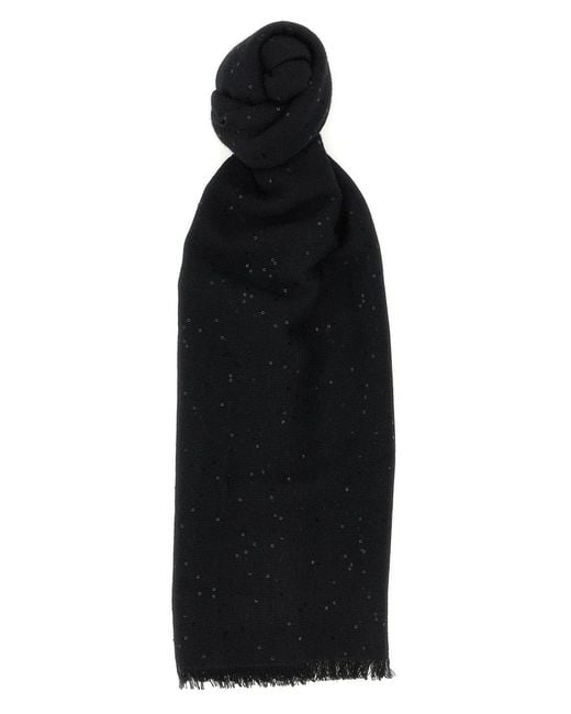 Brunello Cucinelli Black 'Diamante' Scarf
