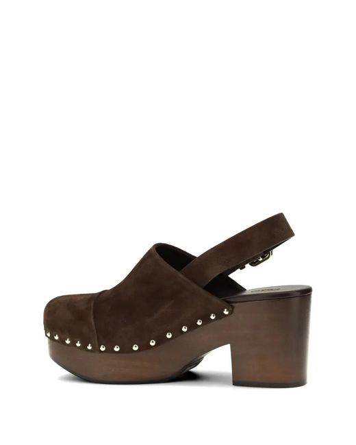Chloé Brown Clogs With Studs And Platform