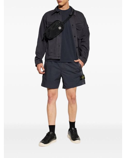Stone Island Blue Logo-Patch Long-Sleeve T-Shirt for men