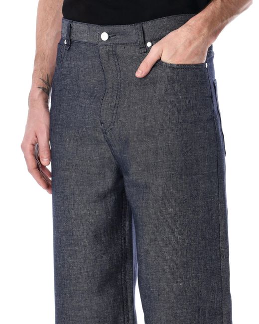Fendi Blue Straight-Leg Jeans Linen for men