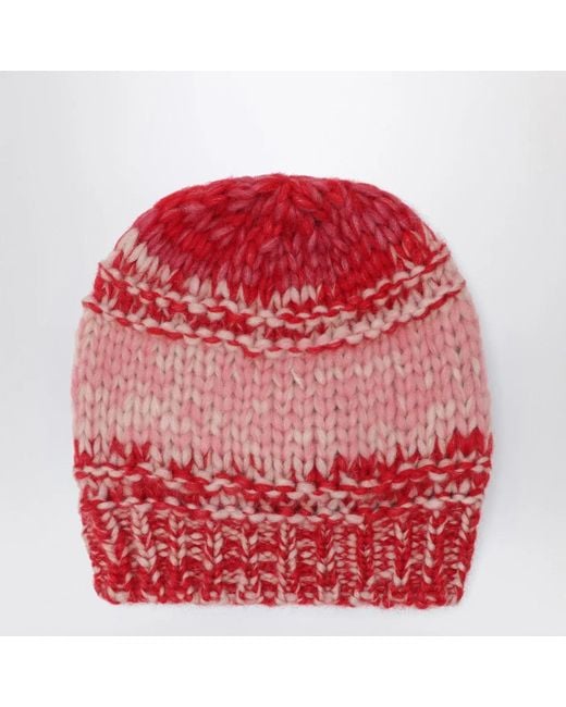 Roberto Collina Red Mouliné-Effect Beanie