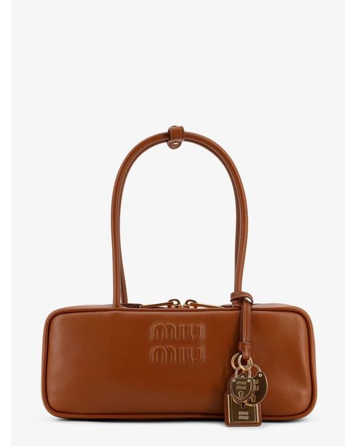 Miu Miu Brown Beau Leather Handbag