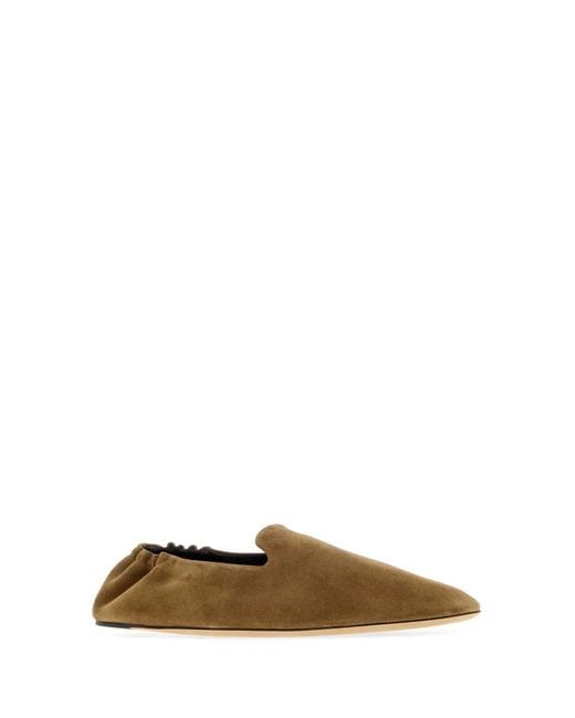 The Row Green Camel Suede Casa Loafers for men