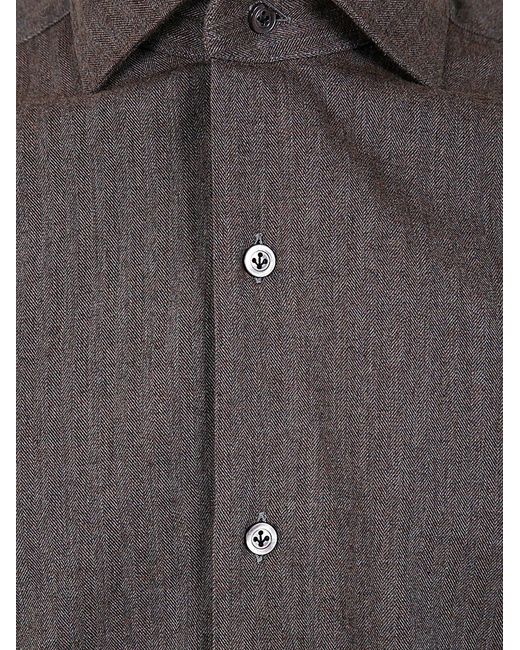 Barba Napoli Gray Neck Shirt for men